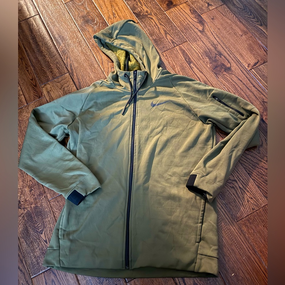 Nike Olive Green Hooded Full-Zip Sweatshirt